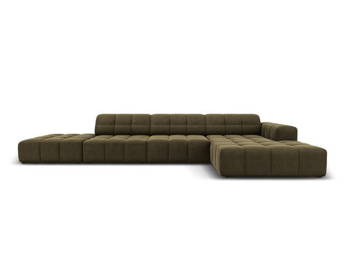Cosmopolitan Design rechter hoekbank Chicago 5-zits, flueel groente - 167x348x78cm