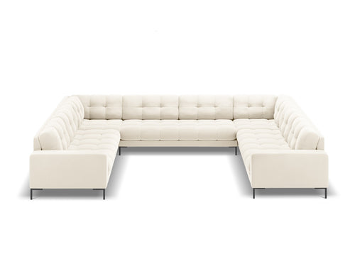 Cosmopolitan Design Panoramische bank Bali 9-zits, flueel, lichtbeige - 256x327x75cm