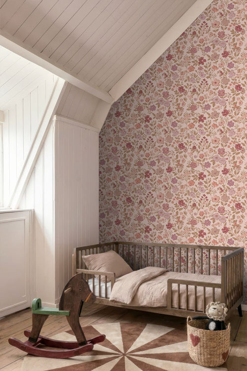 ESTAhome behang bloemetjes roze en paars - 50 x 900 cm - 132235