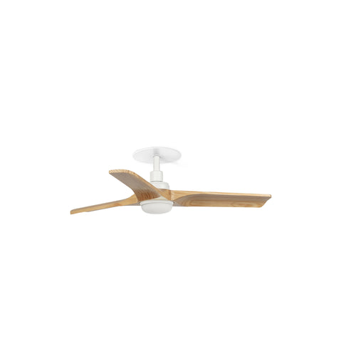 Faro Heywood Heywood inbouw plafondventilator met LED-verlichting, 90 cm, mat wit, grenenhouten bladen, CCT-kleur
