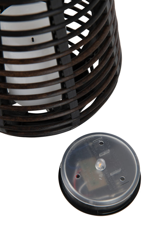 J-Line lantaarn - kunststof - bruin - LED lichtjes - small - vtwonen shop