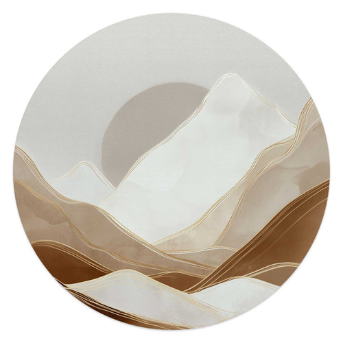 Reinders Maan achter de bergen glasschilderij -  beige - kantoor - Ø 50cm