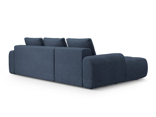 Cosmopolitan Design Uitklapbare hoekbank links met opbergdoos Linz 3-zits, structurele stof donkerblauw - 142x275x84cm