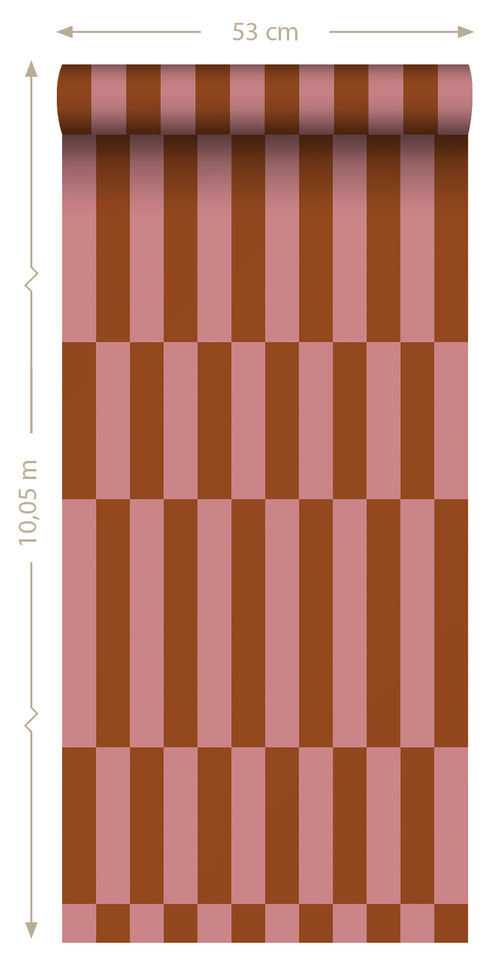 ESTAhome behang strepen roze en rood - 50 x 900 cm - 131427 - vtwonen shop