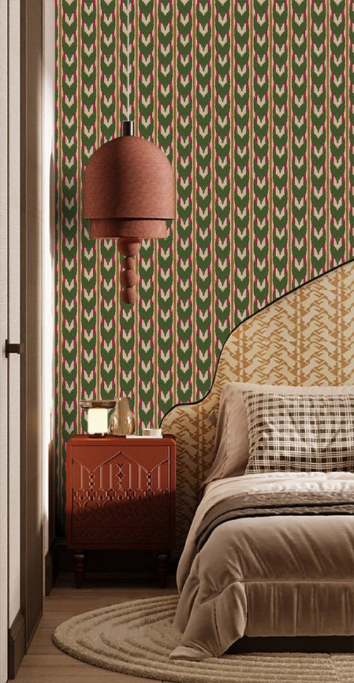 Catchii Behang Maison Artisan Ikat bordeaux - vtwonen shop