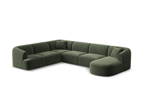 Cosmopolitan Design Modulaire panoramische hoekbank links Campi 7-zits, flueel groente - 255x330x70cm