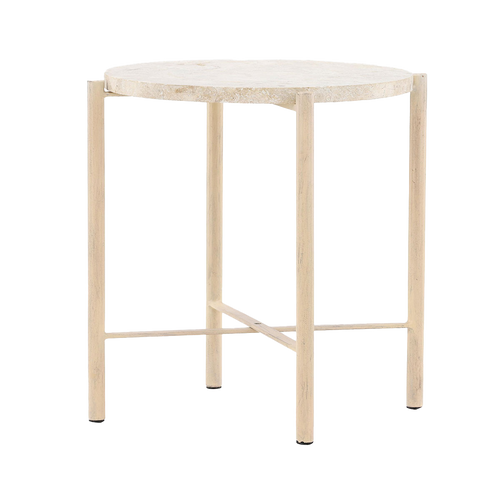Nest living Thora Ronde Bijzettafel met Stenen Blad - Beige - Ø 40cm - vtwonen shop
