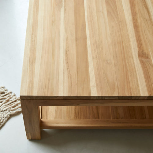 Tikamoon Vierkante salontafel van massief teakhout - Naturel - vtwonen shop