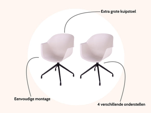MaximaVida eetkamerstoel Cuyp XXL ecru draaiframe poten- 2 stuks - vtwonen shop
