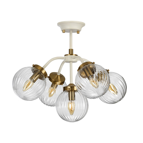 Cosmos Retro 5-lichts hanglamp Globe glazen kappen