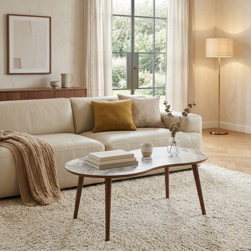Calicosy - Salontafel NOCTIS - Wit marmereffect 99x54x45 cm