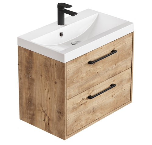Badplaats Badkamermeubel Set Florence 01 60 cm – Kastanje Eiken – Hangend Wastafelmeubel met Soft-Close