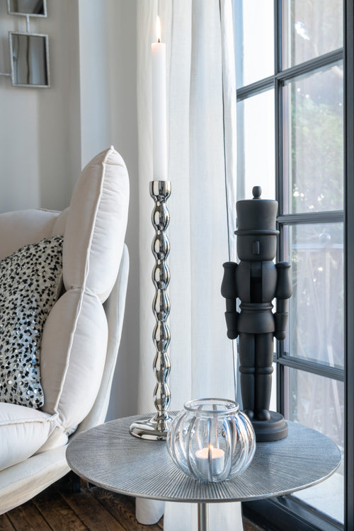 J-Line kaarshouder Bol Streep - glas - transparant/zilver - small - 4 stuks - vtwonen shop