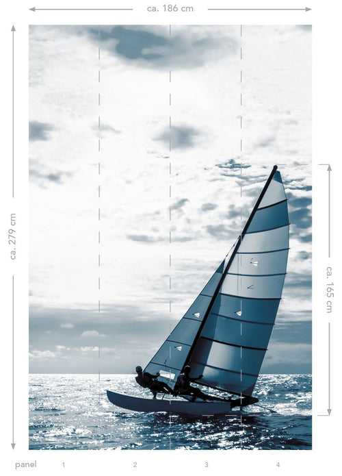 ESTAhome fotobehang zeilboot blauw - 186 x 279 cm - 158846 - vtwonen shop