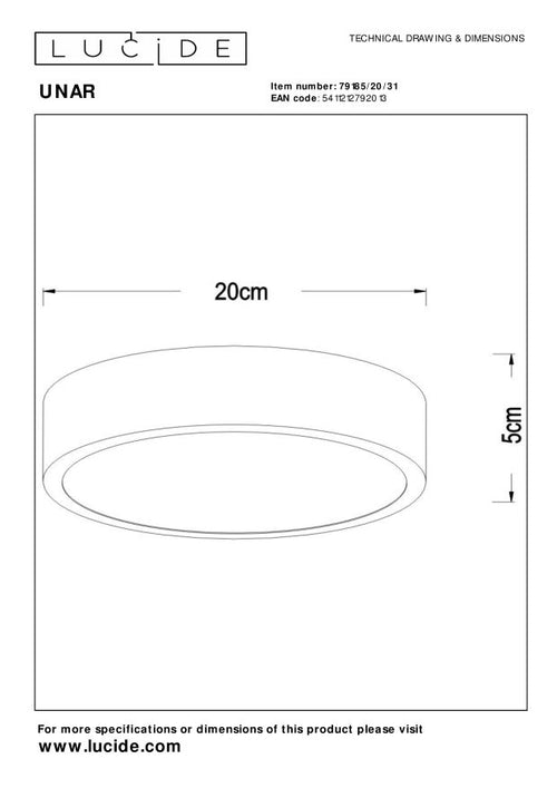 Lucide plafonnière UNAR - Geïntegreerde LED - Wit - vtwonen shop