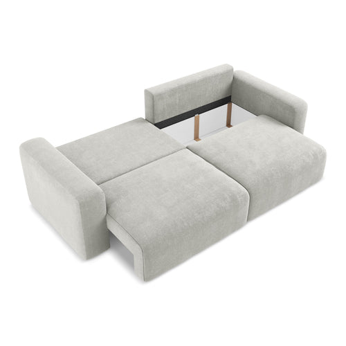 LaMiaSofa 3-zits slaapbank Ostia - chenille stof - lichtgrijs - 244x102x79