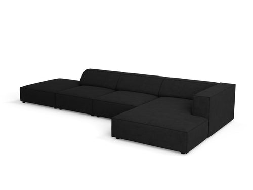 Cosmopolitan Design rechter hoekbank Arendal 5-zits, chenille met ribbeleffect, zwart - 166x341x70cm