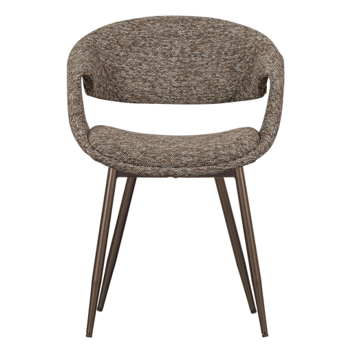 WOOOD eetkamerstoelen metalen koper poot Yossi - Bruin - Set van 2