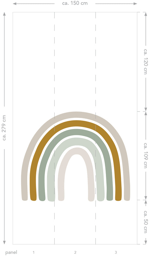 ESTAhome fotobehang regenboog vergrijsd groen, okergeel en beige - 1,5 x 2,79 m - 159054 - vtwonen shop