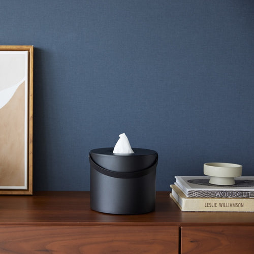 Yamazaki Tissuebox Rond met Handvat - Tower - Zwart