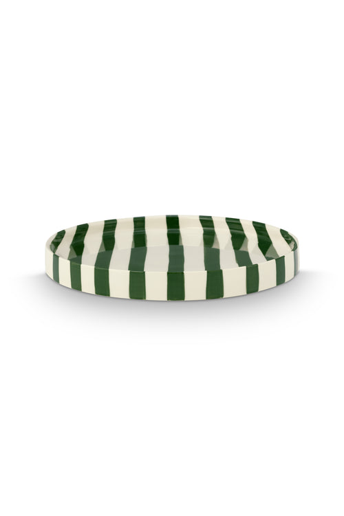 vtwonen -  Lunchbord - Strepen - Groen - Set van 2 - Keramiek - 20cm
