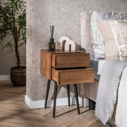 Giga Meubel Nachtkastje Frame - Bruin Acaciahout - 35x35x61cm