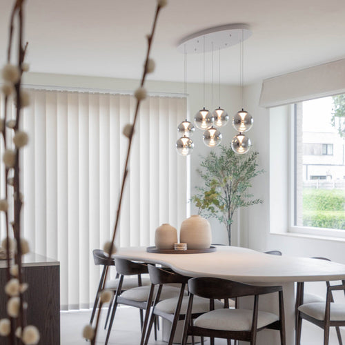 Atmooz hanglamp Monza 7 ovaal - wit - 90 x 32 x H 180 cm - geïntegreerde led