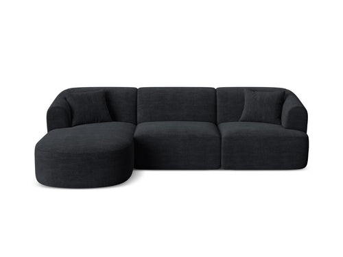 Cosmopolitan Design Modulaire hoekbank links Campi 4-zits, ribfluwelen zwart - 156x256x70cm