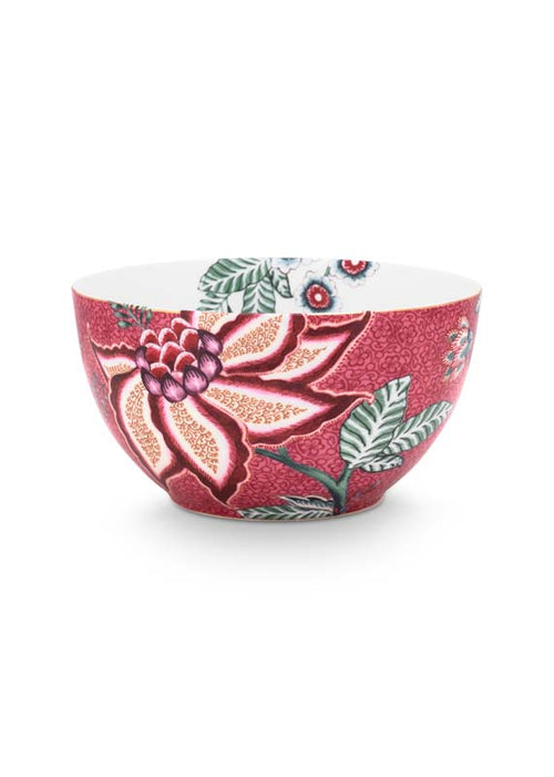 Pip Studio Flower Festival Kommen - Servies - Set van 2 schaaltjes - Donkerroze - 15cm