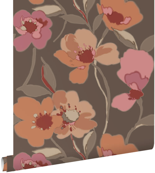 ESTAhome behang bloemen terracotta en oudroze - 50 x 900 cm - 130991 - vtwonen shop