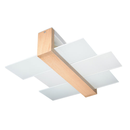 Sollux Lighting Plafondlamp FENIKS 2 naturel hout - 43x43x12cm