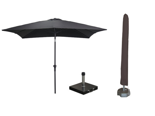 Garden Impressions Lotus parasolset 250x250 zwart met voet en hoes