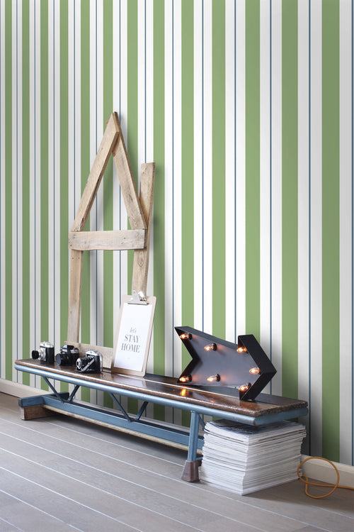 ESTAhome behang strepen groen en blauw - 50 x 900 cm - 131677