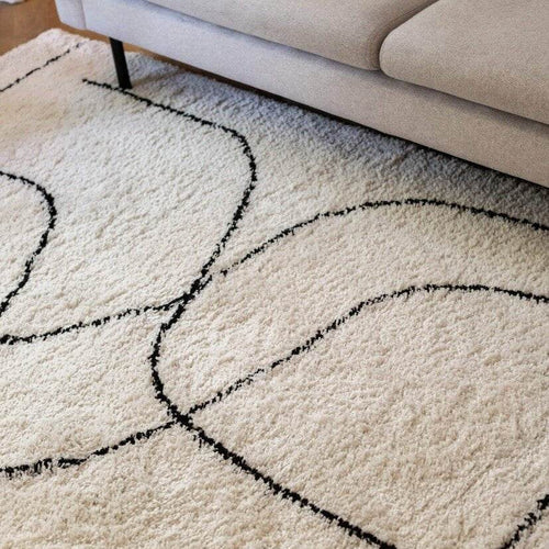 Interieur05 Hoogpolig Vloerkeed Lines wit