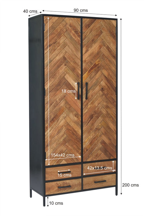 Livingfurn kabinetkast Brooklyn 2 lade - 90cm - mangohout - vtwonen shop