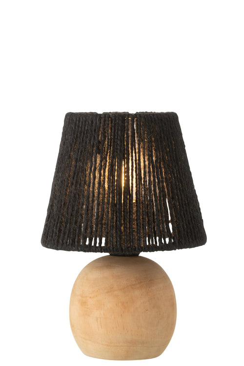 J-Line lamp - hout/metaal - zwart - LED lichtjes