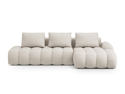 Cosmopolitan Design Converteerbare hoekbank rechts met opbergdoos Linz 3-zits, structurele stof beige - 142x275x84cm