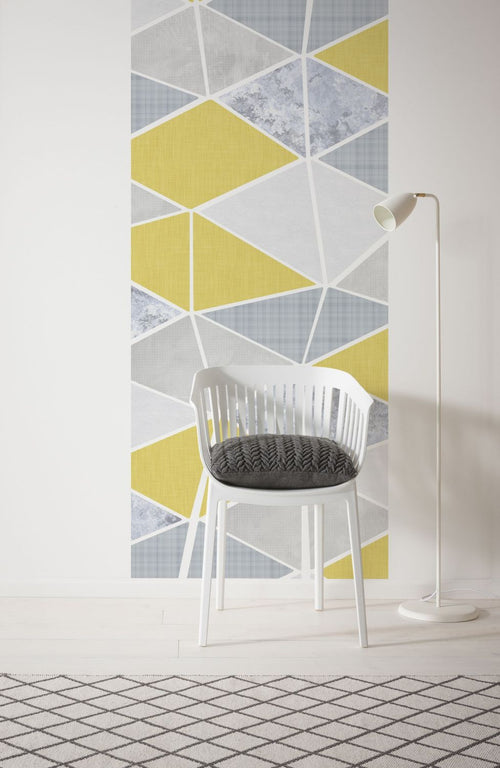 Sanders & Sanders fotobehang grafisch geel en grijs - 100 x 250 cm - 611899