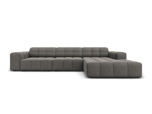 Cosmopolitan Design rechter hoekbank Chicago 4-zits, flueel lichtgrijs - 167x294x78cm