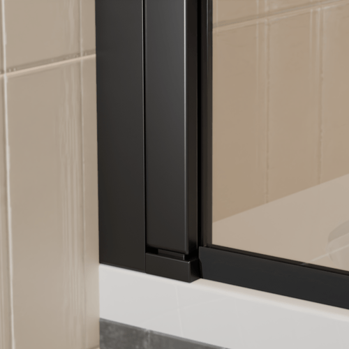LOMAZOO badwand Palmas - draaibaar - anti kalk nano coating - helder glas - zwart - 100 x 140 cm