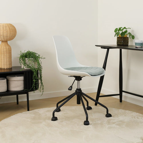 Nolon Nout-Liv Bureaustoel Wit - Zacht Groen Kussen - Zwart Onderstel