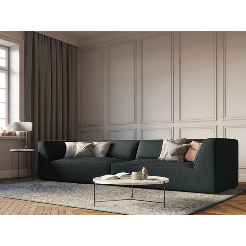 Cosmopolitan Design - Bank Siena 4-zits, ribfluwelen zwart - 93x302x69cm
