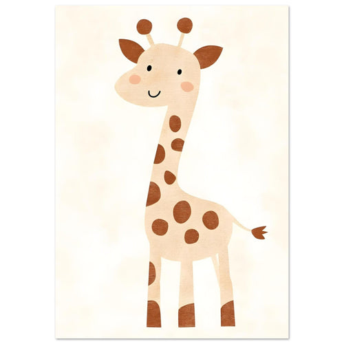 Artfulprints Poster Mama giraffe   - 30x40 cm - Geel