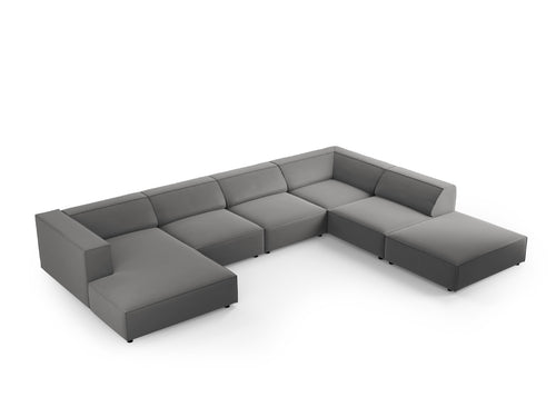 Cosmopolitan Design Panoramische hoekbank rechts Arendal 7-zits, flueel, cement - 262x364x70cm