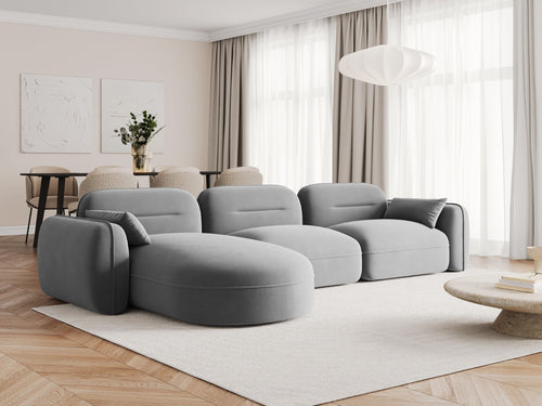 Cosmopolitan Design Modulaire hoekbank links Sydney 4-zits, flueel, lichtgrijs - 165x320x70cm