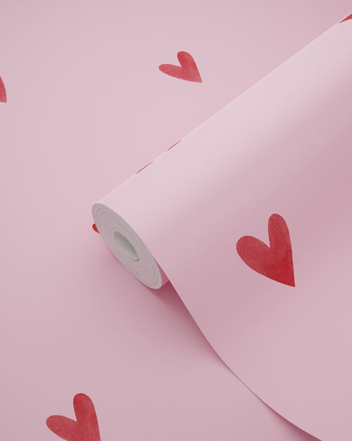 ESTAhome behang hartjes roze en rood - 50 x 900 cm - 131631 - vtwonen shop