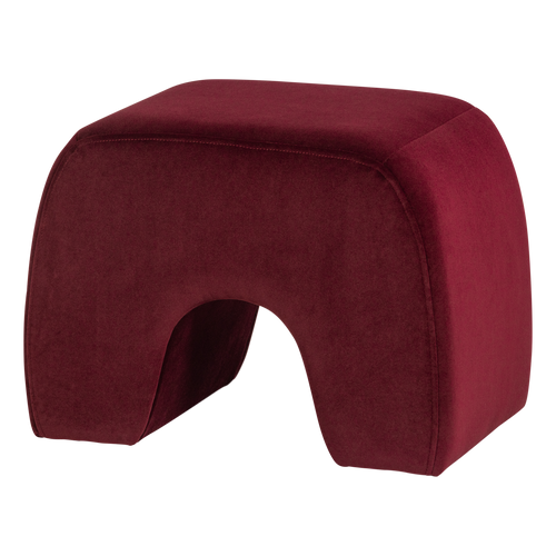 WOOOD poef Lucen - Velvet - Bordeauxrood - 40x54x37