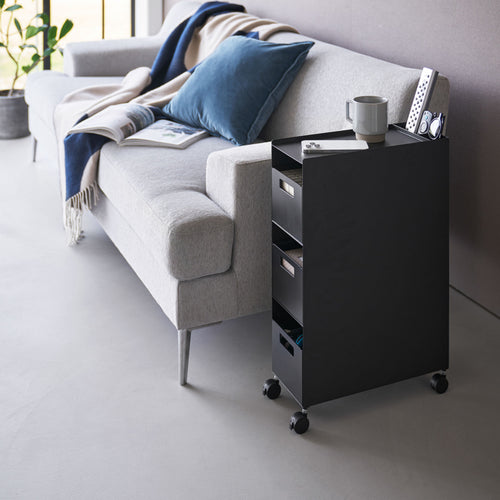 Yamazaki Tower Opbergmanden op wielen 3-laags - Zwart - vtwonen shop