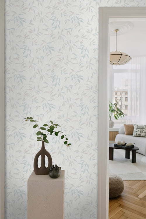 Sanders & Sanders behang bladeren vergrijsd blauw - 53 cm x 10 m - 640234 - vtwonen shop