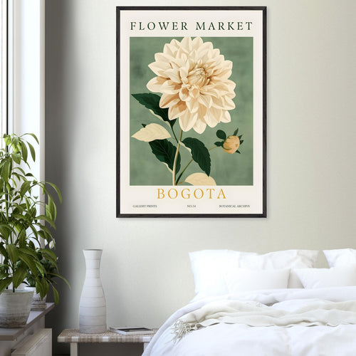 Artfulprints Poster met Lijst Flower market - Bogota   - 30x40 cm - Groen